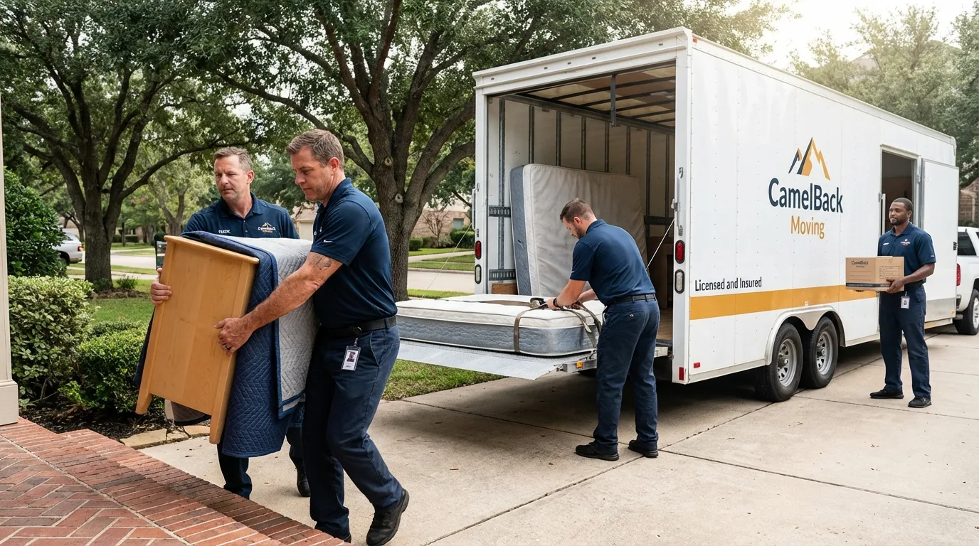 Crew loading residential truck for cross-state move from Lusby, MD