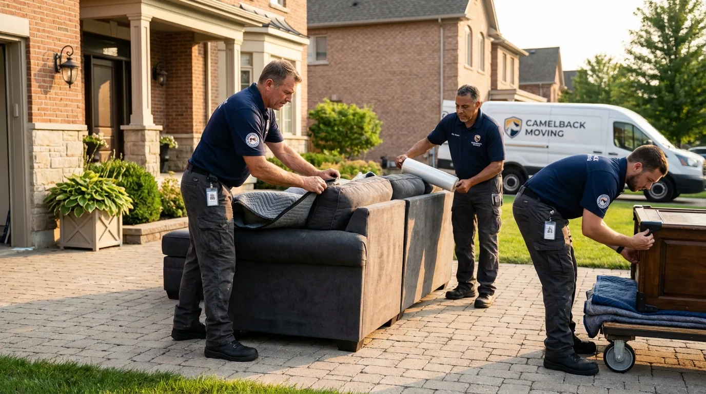 Large estate moving crew wrapping furniture in Lusby, MD